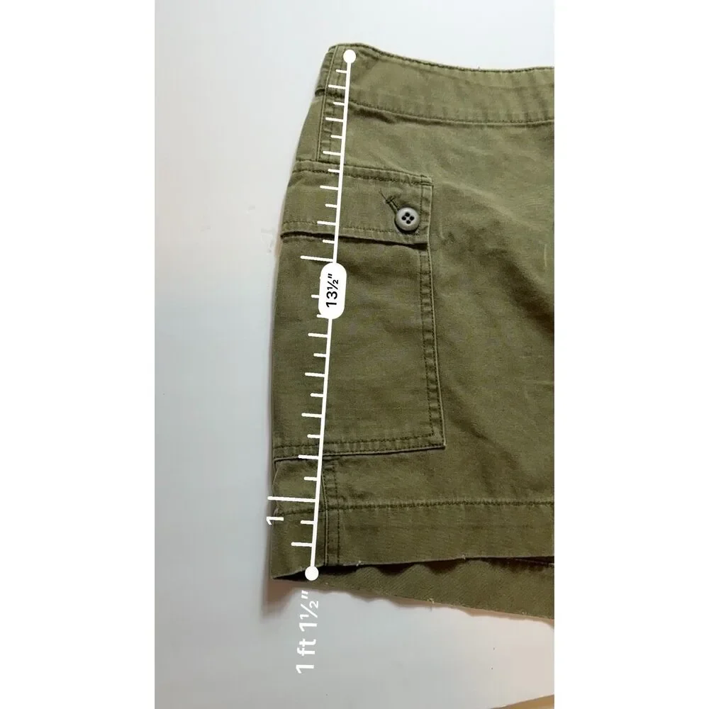 J.Crew Factory Olive Green Utility Cargo Shorts Women's Size 4 Button Fly